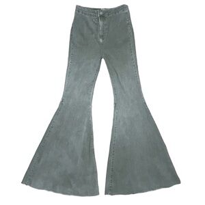 FREE PEOPLE Just Float On Flare Jeans - RARE Green - Sz 27 High Rise Cottagecore